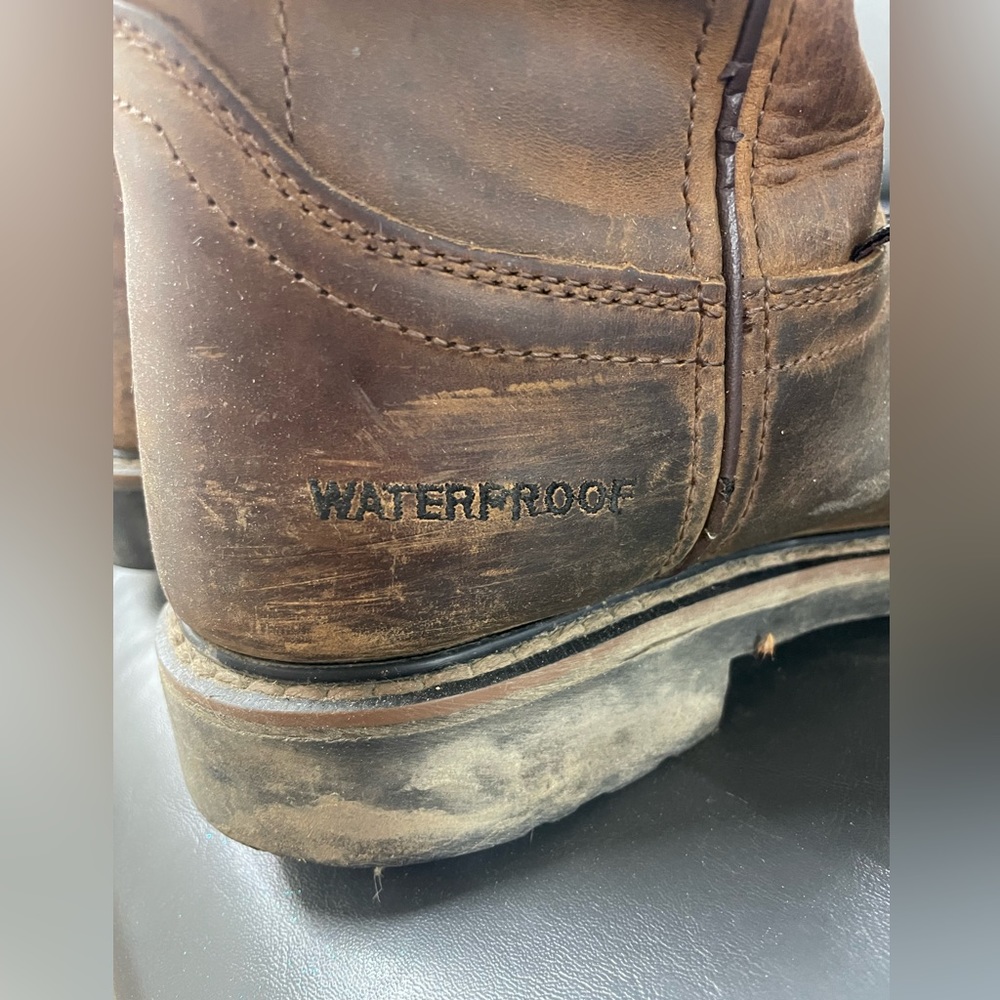 Justin Boots Brown Leather Cowboy Work Boots - Picture 4 of 7